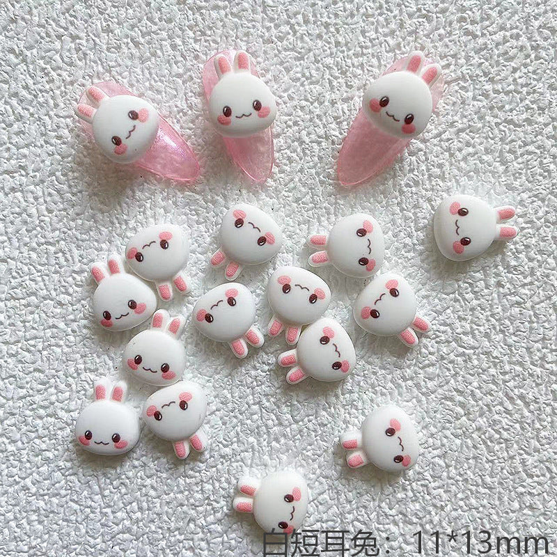 白い短耳ウサギ 11*13mm  YD-034白色短耳兔